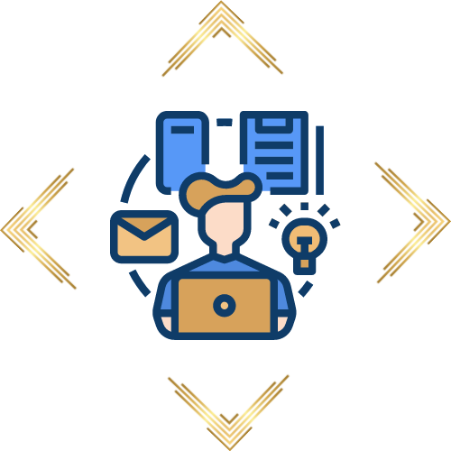 cartoon icon of somebody multi tasking with brand development